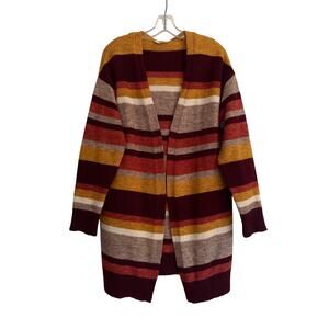Time & Tru  Medium Striped Cozy LS Open Front Cardigan Academia